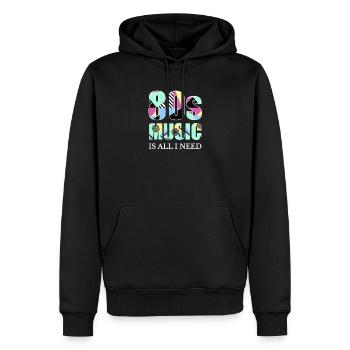 80er Jahre Musik ist alles, was ich achtziger Jahre Retro - Männer Premium Bio Hoodie - Schwarz - Vorne - Nico (187cm)