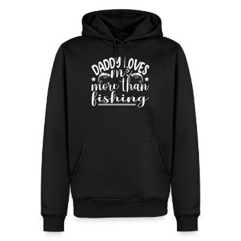 Daddy loves me more than fishing - Sweat à capuche Premium bio Homme - noir - Devant - Nico (187cm)