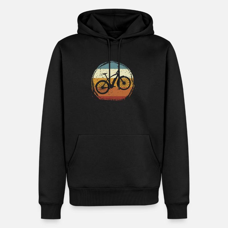 E-Bike, E-VTT, Retro coucher de soleil E-Biker - Sweat à capuche Premium bio Homme - noir