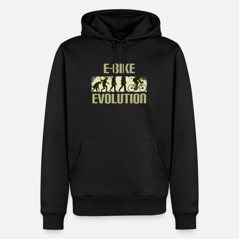 E-Bike, E-MTB, Evolution - Männer Premium Bio Hoodie - Schwarz