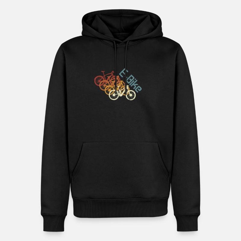 E-Bike, E-MTB, Retro Sunset E-Biker - Men’s Premium Organic Hoodie - black
