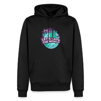 Lasst uns die Welt mit sauberer Energie retten - Männer Premium Bio Hoodie - Schwarz - Vorne - Nico (187cm)