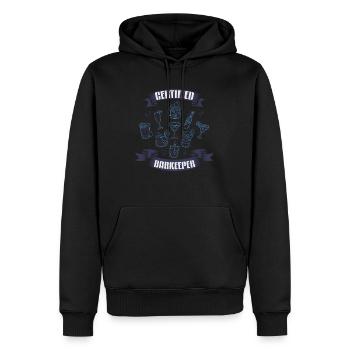 Barman certifié, Bartender - Sweat à capuche Premium bio Homme - noir - Devant - Nico (187cm)