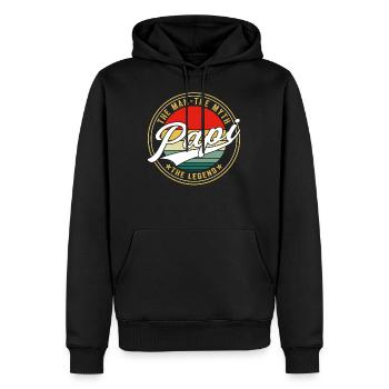 Papi L’homme Le mythe La légende - Sweat à capuche Premium bio Homme - noir - Devant - Nico (187cm)