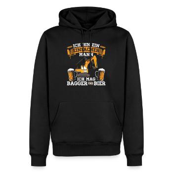 Baggerfahrer | Baggerführer Bagger Geschenk - Männer Premium Bio Hoodie - Schwarz - Vorne - Nico (187cm)
