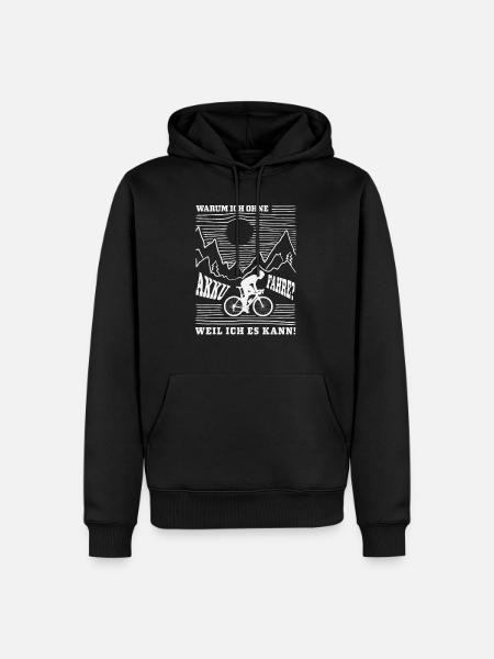 Warum ich ohne Akku fahre? Weil ich es kann - Männer Premium Bio Hoodie - Schwarz