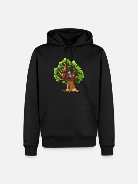 Baumhaus - Männer Premium Bio Hoodie - Schwarz