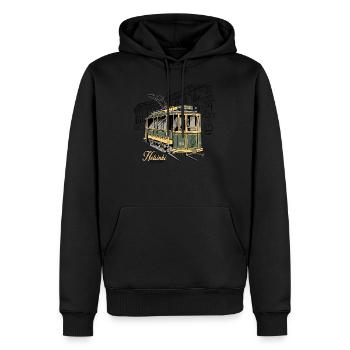 Helsinki Old Tram, Textilien, Produkte - Männer Premium Bio Hoodie - Schwarz - Vorne - Nico (187cm)