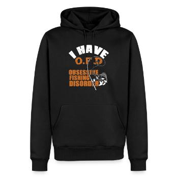 Pêche pêche - Sweat à capuche Premium bio Homme - noir - Devant - Nico (187cm)