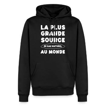 La plus grande zone de gaz naturel au monde drôle - Sweat à capuche Premium bio Homme - noir - Devant - Nico (187cm)