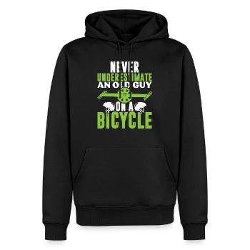 alter mann fahrrad - Männer Premium Bio Hoodie - Schwarz - Vorne - Nico (187cm)