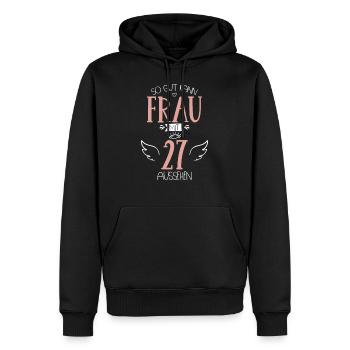 27. Geburtstag Frau wird 27 Jahre - Männer Premium Bio Hoodie - Schwarz - Vorne - Nico (187cm)