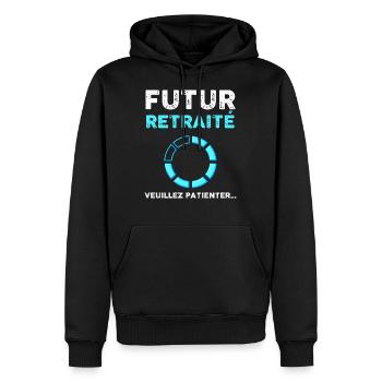 Départ en retraite idée cadeau homme - Sweat à capuche Premium bio Homme - noir - Devant - Nico (187cm)