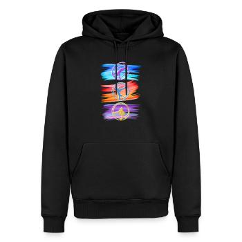 Roue du Rhône colorée avec gymnastique rhénane - Sweat à capuche Premium bio Homme - noir - Devant - Nico (187cm)
