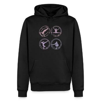 Roue du Rhône colorée avec gymnastique rhénane - Sweat à capuche Premium bio Homme - noir - Devant - Nico (187cm)