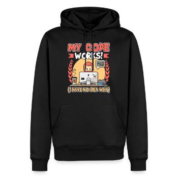 My Code Works I Have No Idea Why Programmer - Sweat à capuche Premium bio Homme - noir - Devant - Nico (187cm)