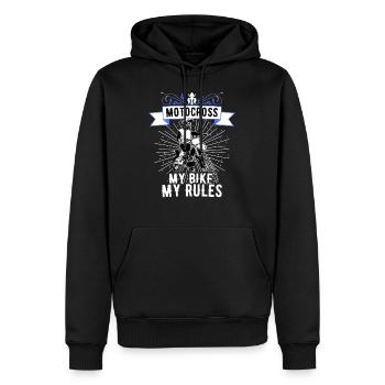Motocross / Enduro / Freestyle mx / Dirtbike retro - Sweat à capuche Premium bio Homme - noir - Devant - Nico (187cm)
