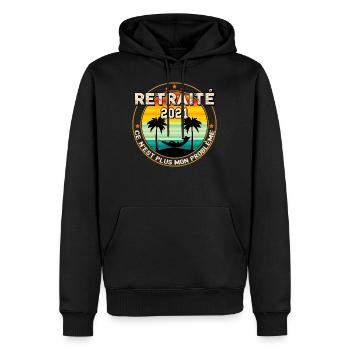 Retraité homme cadeau départ en retraite - Sweat à capuche Premium bio Homme - noir - Devant - Nico (187cm)