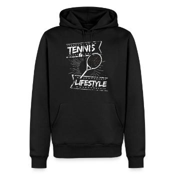 tennis / Tennis / Tennis spieler / Tennis Spielen - Männer Premium Bio Hoodie - Schwarz - Vorne - Nico (187cm)