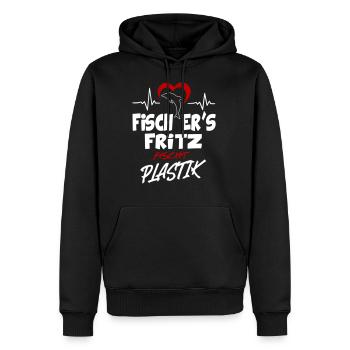Fischers Fritz fischt Plastik Klimaschutz Meer - Männer Premium Bio Hoodie - Schwarz - Vorne - Nico (187cm)