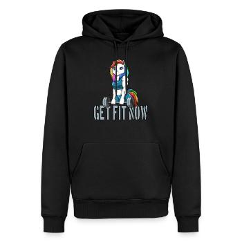 Fitness Einhorn Muskeln Training Unicorn - Männer Premium Bio Hoodie - Schwarz - Vorne - Nico (187cm)