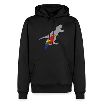 Drôle de T-Rex Cri avec Ara Perroquet - Sweat à capuche Premium bio Homme - noir - Devant - Nico (187cm)