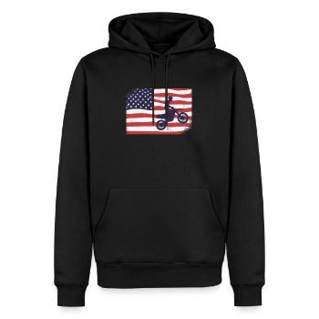 Amerikanische Flagge Motocross - Männer Premium Bio Hoodie - Schwarz - Vorne - Nico (187cm)
