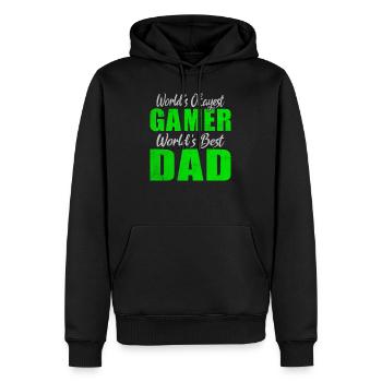 World's Okayest Gamer World's Best Dad Zocken - Männer Premium Bio Hoodie - Schwarz - Vorne - Nico (187cm)