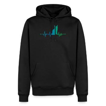 Heartbeat Cat Design - Sweet Sweet Maine Coon - Men’s Premium Organic Hoodie - black - Front - Nico (187cm)