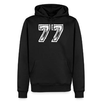 77 Zahl Trikot - Männer Premium Bio Hoodie - Schwarz - Vorne - Nico (187cm)