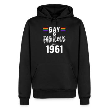 1961 Gay LGBT Gay Pride - Sweat à capuche Premium bio Homme - noir - Devant - Nico (187cm)