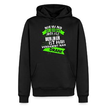 Berlin , Berliner , Hauptstadt, BERLIN Deutschland - Männer Premium Bio Hoodie - Schwarz - Vorne - Nico (187cm)
