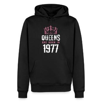born en 1977 - Sweat à capuche Premium bio Homme - noir - Devant - Nico (187cm)