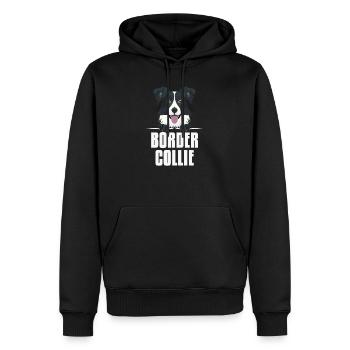 Souriant Border Collie - Sweat à capuche Premium bio Homme - noir - Devant - Nico (187cm)
