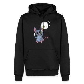 Souris avec pissenlit - Sweat à capuche Premium bio Homme - noir - Devant - Nico (187cm)