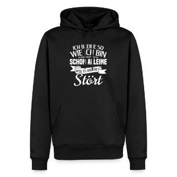 Ich bleibe wie ich bin schon weil es andere stört - Männer Premium Bio Hoodie - Schwarz - Vorne - Nico (187cm)