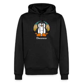 Méditation Pingouin - Pingouin yoga - Sweat à capuche Premium bio Homme - noir - Devant - Nico (187cm)