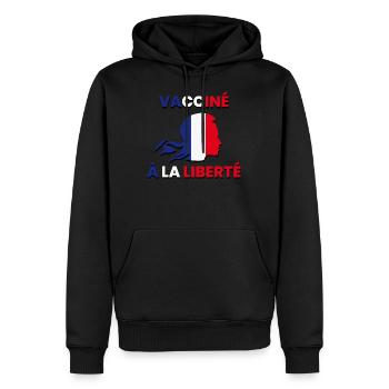 Vacciné à la liberté ! Contre le pass sanitaire - Sweat à capuche Premium bio Homme - noir - Devant - Nico (187cm)