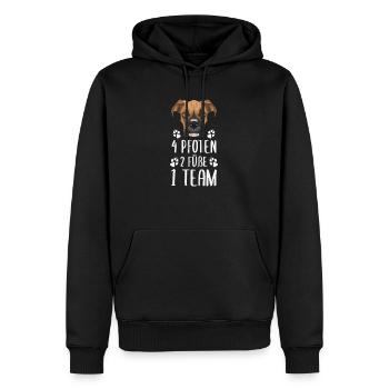 4 Pfoten 2 Füße 1 Team, Boxer - Männer Premium Bio Hoodie - Schwarz - Vorne - Nico (187cm)