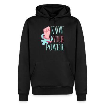 Connaissez votre pouvoir féministe - Sweat à capuche Premium bio Homme - noir - Devant - Nico (187cm)