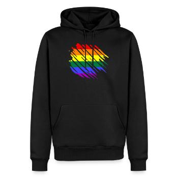 Drapeau arc-en-ciel LGBT - Sweat à capuche Premium bio Homme - noir - Devant - Nico (187cm)