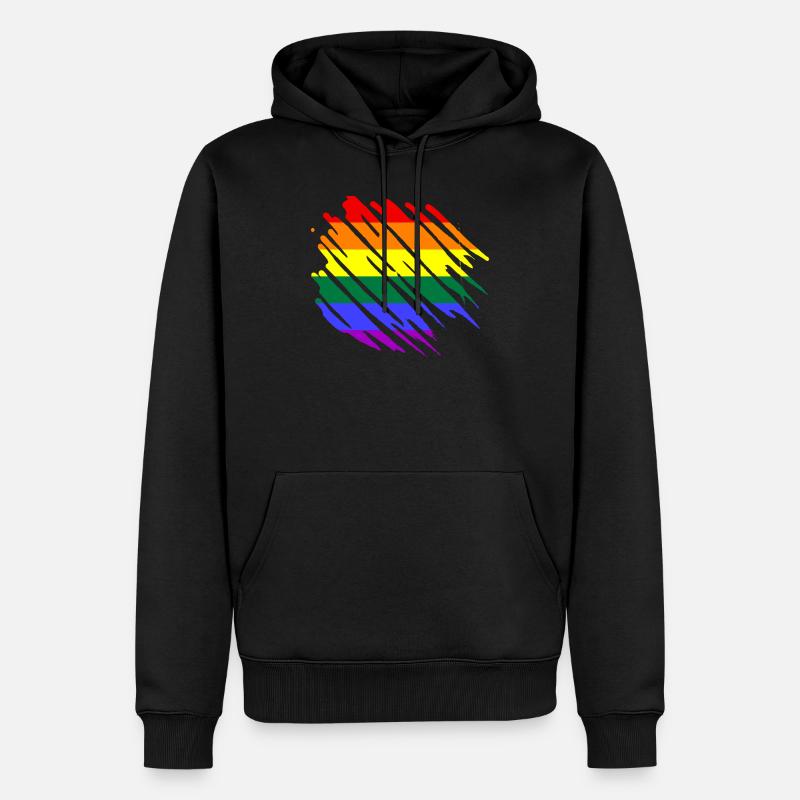 Drapeau arc-en-ciel LGBT - Sweat à capuche Premium bio Homme - noir