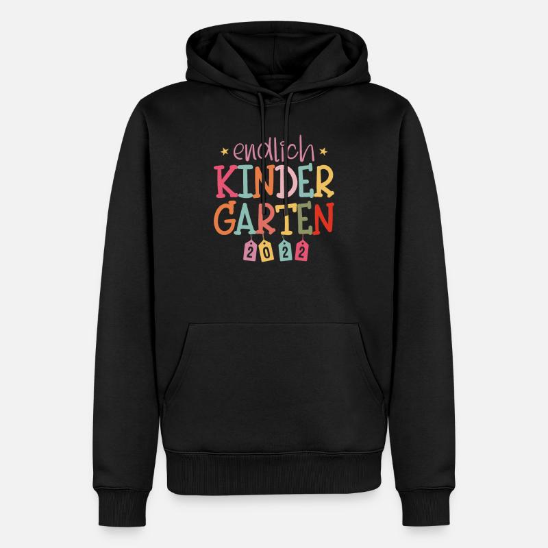 Endlich Kindergarten 2022 Mädchen - Männer Premium Bio Hoodie - Schwarz