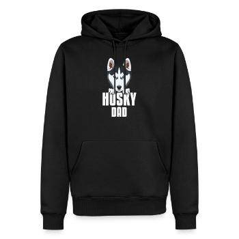 Papa husky, papa chien - Sweat à capuche Premium bio Homme - noir - Devant - Nico (187cm)