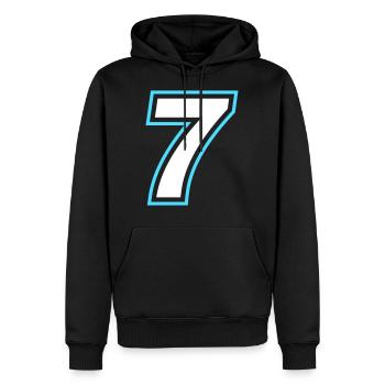 7 nombre symbole - Sweat à capuche Premium bio Homme - noir - Devant - Nico (187cm)
