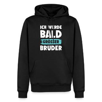 Ich werde grosser Bruder - Männer Premium Bio Hoodie - Schwarz - Vorne - Nico (187cm)