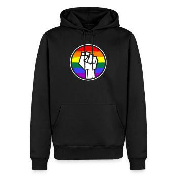 Les personnes LGBT - Sweat à capuche Premium bio Homme - noir - Devant - Nico (187cm)
