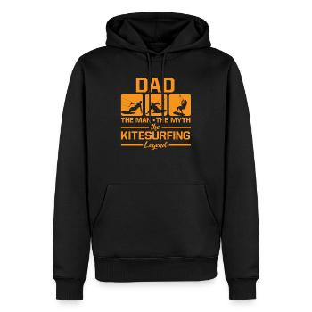 Dad Man Myth Kitesurfing Legend Kiterboarding - Männer Premium Bio Hoodie - Schwarz - Vorne - Nico (187cm)