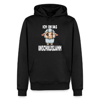 Ich bin das Unschuldslamm für die liebe Tochter - Männer Premium Bio Hoodie - Schwarz - Vorne - Nico (187cm)