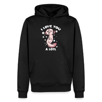 Je t’aime beaucoup Axolotl Salamandre Saint-Valentin - Sweat à capuche Premium bio Homme - noir - Devant - Nico (187cm)